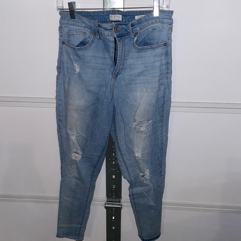 sofia Light Blue Denim Curvy Ankle Jeans
